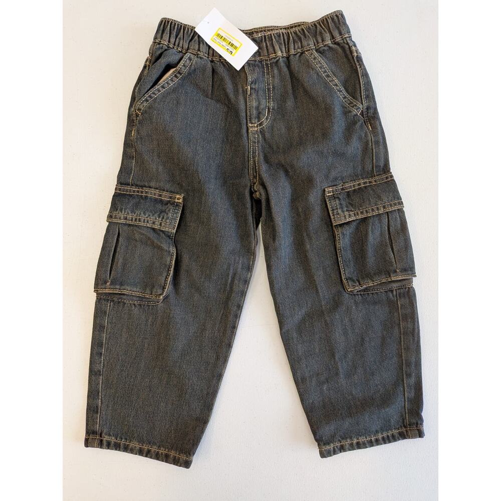 Cat & Jack Toddler Boys  Jeans Size 3T Baggy Elastic Waist Dark Wash Denim Pants